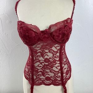 Vintage VS Gold label Red Wine Corset Body shaper Size 34D EUC